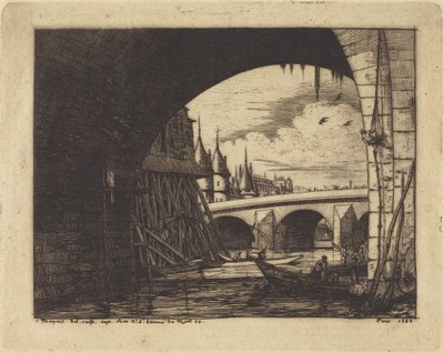 An Arch of the Notre-Dame Bridge, Paris by Charles Meryon