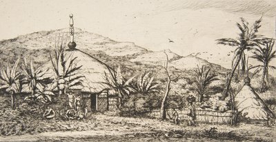 New Caledonia: Large Native Hut on the Road from Balade to Puebo by Charles Meryon