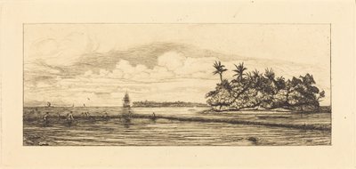 Oceania: Fishing, Near Islands with Palms in the Uea or Wallis Group by Charles Meryon