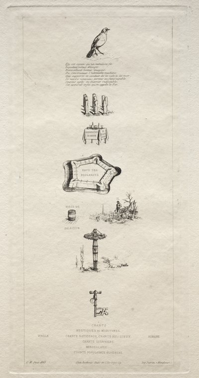 Rebus: "Beranger was not really strong for he never had the key to the fields" by Charles Meryon