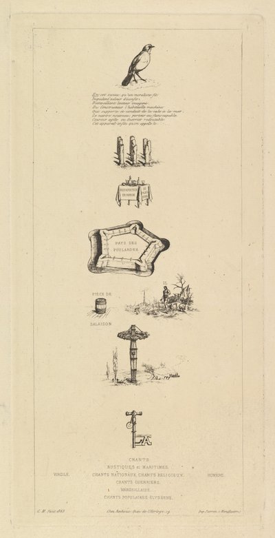 Rebus: Béranger was not really strong, for he never had the key to the fields by Charles Meryon