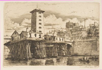 The Notre-Dame Pump, Paris by Charles Meryon