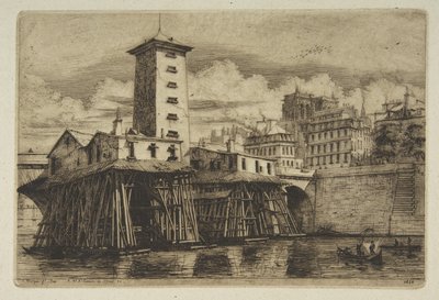 The Notre-Dame Pump, from "Etchings of Paris" by Charles Meryon