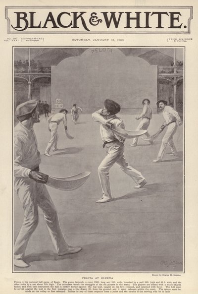 The Basque sport of pelota being played at Olympia, London by Charles Mills (after) Sheldon