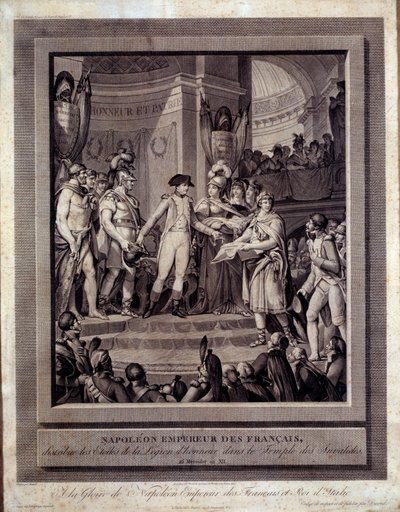 Napoleon distributing the stars of the Legion of Honour to the Invalides 26 messidor an XII by Charles Monnet