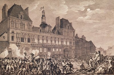 Robespierre, Saint-Just, Couthon and Hanriot Taking Refuge in the Hotel-de-Ville in Paris, 9 Thermidor Year II by Charles Monnet