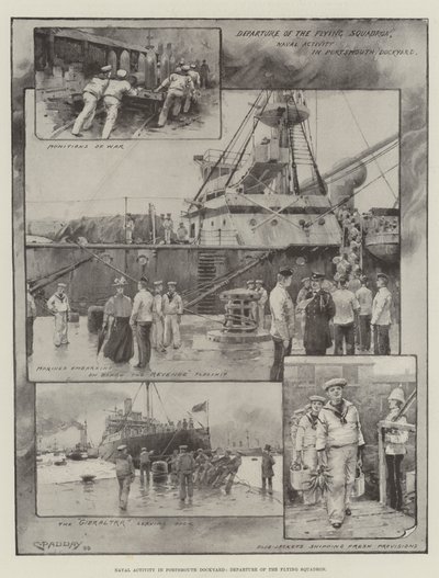 Naval Activity in Portsmouth Dockyard, Departure of the Flying Squadron by Charles Murray (after) Padday