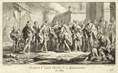 King Francis I of France Receiving the Emperor Charles V at Aigues-Mortes by Charles Nicolas II Cochin