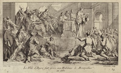 Louis I, Duke of Anjou, regent of King Charles VI of France, giving thanks to the people of Montpellier by Charles Nicolas II Cochin