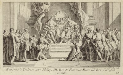 Meeting in Toulouse between King Philip III of France and King Peter III of Aragon by Charles Nicolas II Cochin