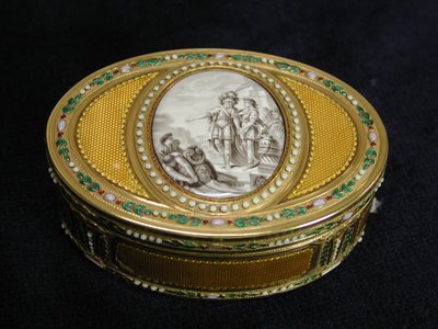 Snuffbox with miniature depicting departure of Telemachus from Egypt, 1780-81 by Charles Ouizille