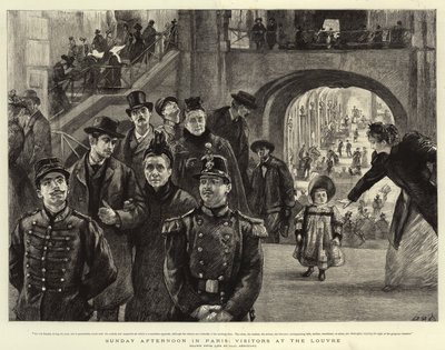 Sunday Afternoon in Paris, Visitors at the Louvre by Charles Paul Renouard
