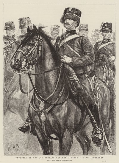 Troopers of the 4th Hussars Out for a Field Day at Aldershot by Charles Paul Renouard