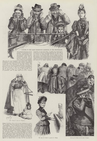 Visitors to the Paris Exhibition Listening to the Phonograph by Charles Paul Renouard