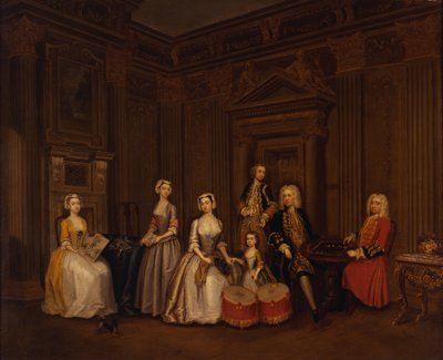 Portrait of Algernon Seymour, Lord Hertford with Colonel Tomkins Wardour, Colonel Browne, Lord Beauchamp, Frances, Lady Hertford, Lady Elizabeth Seymour, and Miss Herbert by Charles Philips