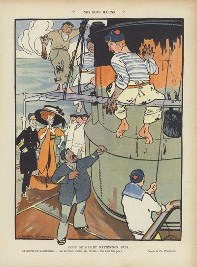 Our Good Sailors (Illustration for Le Rire) by Charles Pourriol
