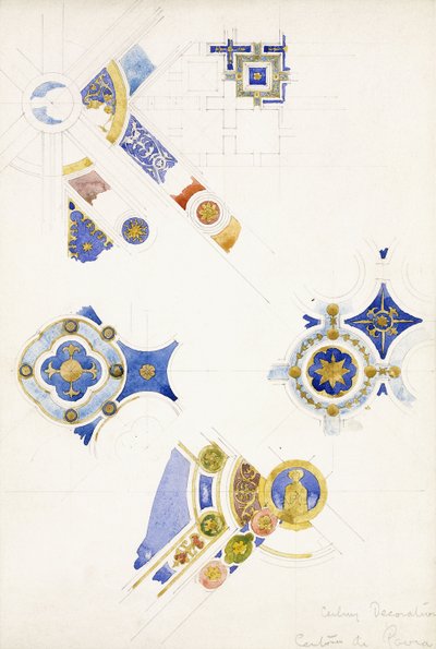 Certosa di Pavia, studies of the ceiling decoration, 1891 by Charles Rennie Mackintosh
