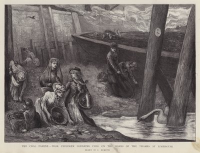 Poor children gleaning pieces of coal from the banks of the Thames at Limehouse, London by Charles Ricketts