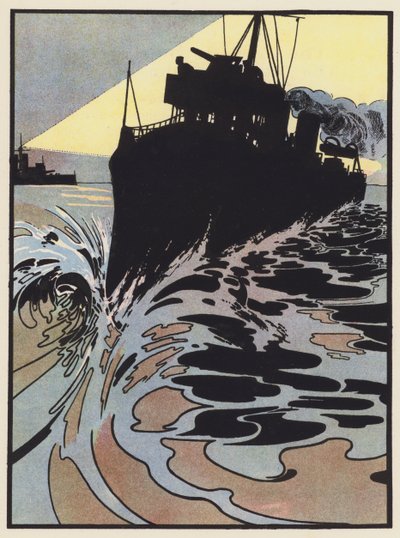 A Destroyer trying to escape from the Searchlight by Charles Robinson