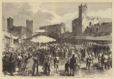 Presentation of an Address from the North Wales People to the Prince and Princess of Wales in the Upper Castle-Yard, Carnarvon Castle by Sir John Charles Robinson