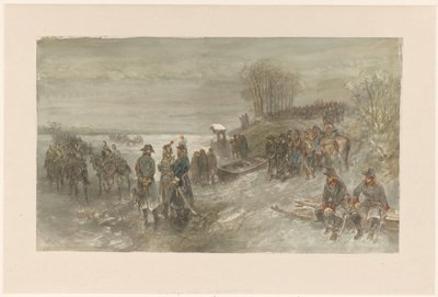 French Troops Crossing a Frozen River by Charles Rochussen