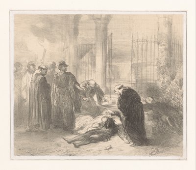 Bodies of Romeo and Juliet Among Mourning Figures by Charles Rochussen