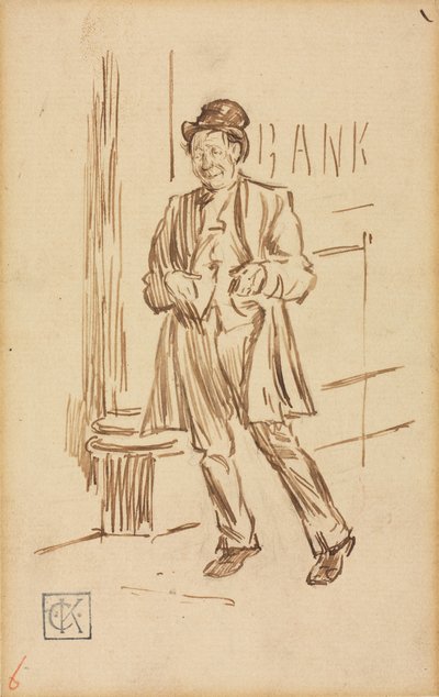 Study of a Drunken Man Passing a Bank by Charles Samuel Keene