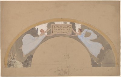 Study of Two Female Figures in Arched Border by Charles Sprague Pearce
