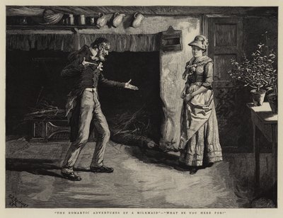 The Romantic Adventures of a Milkmaid, What be you here for by Charles Stanley Reinhart