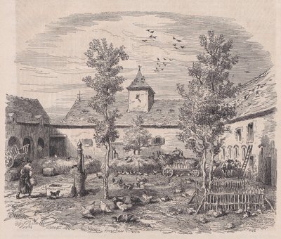 Interior View of a Farm, from Le Magasin Pittoresque by Charles Tamisier