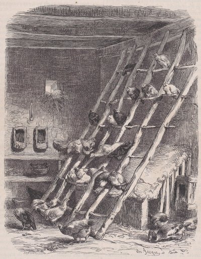 Visit to a Farm - The Roost, from Le Magasin Pittoresque, ca. 1852 by Charles Tamisier