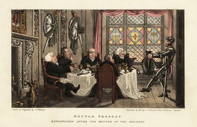 English Tourists Dining in a Medieval Baronial Room in Scotland by Charles Williams