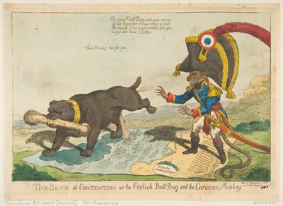 The Bone of Contention or the English Bull Dog and the Corsican Monkey, June 14, 1803 by Charles Williams