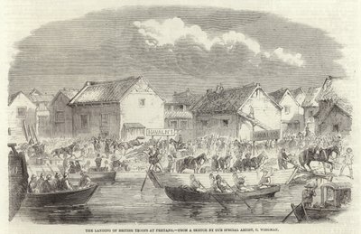 The Landing of British Troops at Pehtang by Charles Wirgman