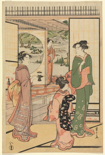 Beautiful Women at a Yashiki by Chobunsai Eishi