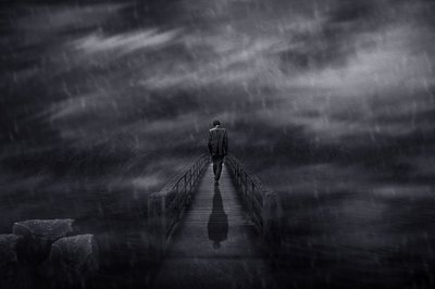 Man On A Stormy Bridge by Che Abu Bakar