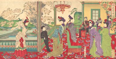 A Contest of Elegant Ladies among the Cherry Blossoms by Chikanobu Yoshu