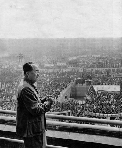 Portrait of Chinese Head of State Mao Tse-Tung during the Commemoration of the Communist Party. China, around 1960. by Chinese Photographer
