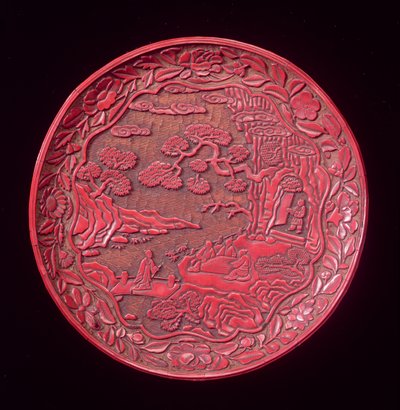Carved Cinnabar Dish, Late Yuan to Early Ming Dynasty by Chinese School