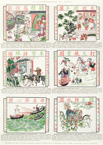 Chinese Nationalist and anti-European imagery, from a facsimile album of popular imagery preaching war against foreigners, 1891 by Chinese School