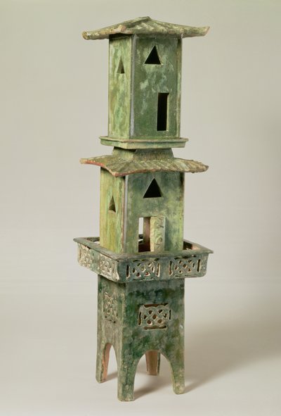 Green Glazed Model of a Tower in Three Detachable Sections, Han Dynasty by Chinese School