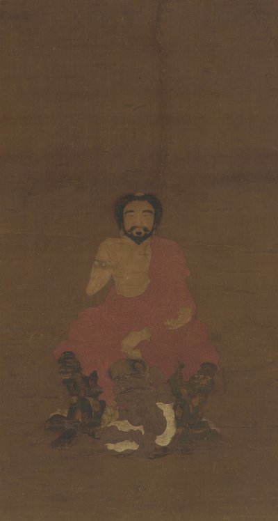 Sakyamuni Seated Upon Three Demon-like Creatures, Possibly Yuan-Early Ming Dynasty by Chinese School