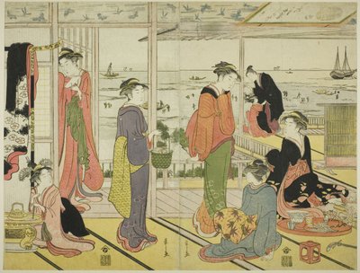 In a Pleasure House in Shinagawa by Chobunsai Eishi