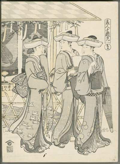 Women Going to a Play by Chobunsai Eishi