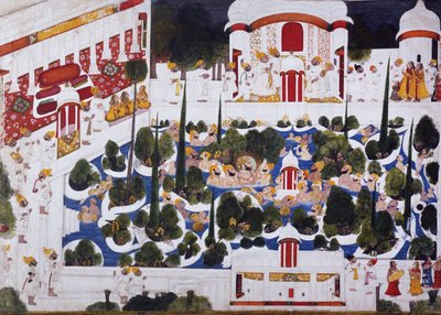 Maharana Bhim Singh Frolics with Noblemen in the Palace Pool by Chokha