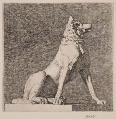 A Seated Dog After an Antique at Charlottenborg by Christen Købke