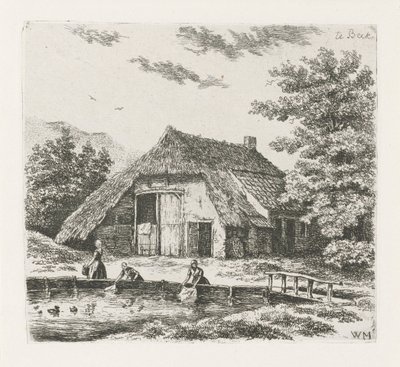 Three Women Doing Laundry in Beek by Christiaan Wilhelmus Moorrees