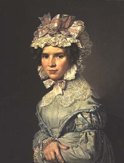 Portrait of a Lady in a Blue Dress by Christian Albrecht Jensen