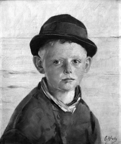 Fisher Boy by the Sea, Evening Sun by Christian Krohg