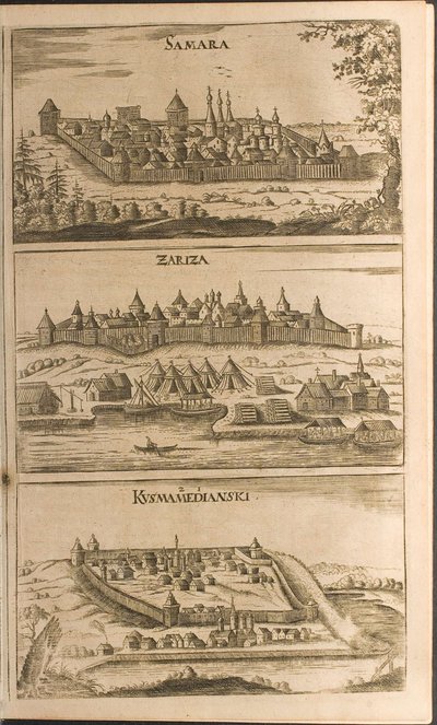 Samara, Tsaritsyn and Kozmodemyansk Illustration from Travels to the Great Duke of Muscovy by Christian Lorenzen Rothgiesser